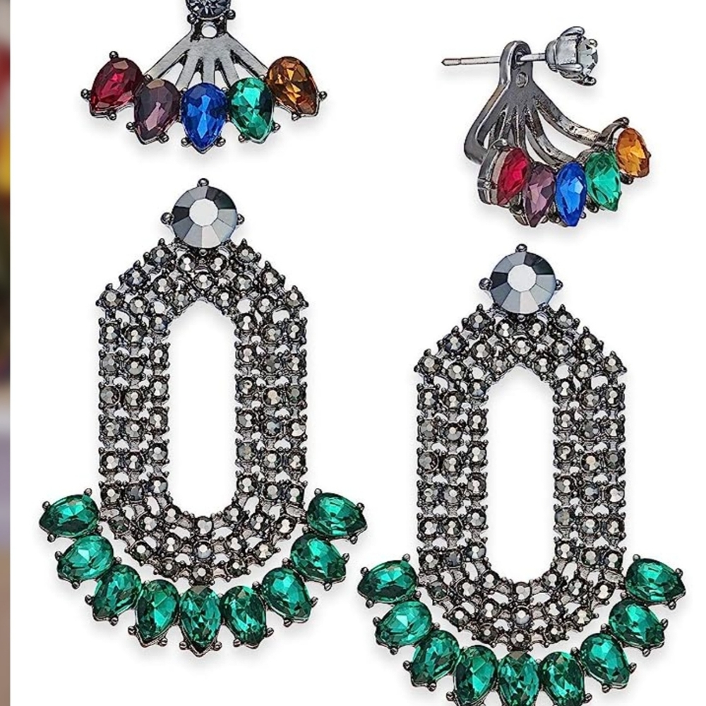 INC Day & Night Hematite Tone Earrings Set